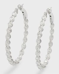 18K White Gold Round Diamond Hoop Earrings, 4.4tcw