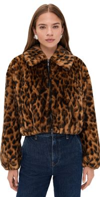 A. L.C. Esme Faux Fur Jacket Brown Multi M