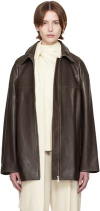 Nour Hammour Brown Layne Sleek Leather Jacket