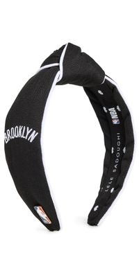Lele Sadoughi Lele x Brooklyn Nets Embroidered Headband Jet 001 One Size