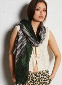Au Printemps Paris - Foulard rectangulaire imprimé - Taille Unique - Vert