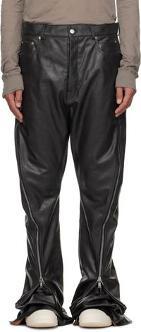 Rick Owens Black Hollywood Bolan Banana Leather Trousers