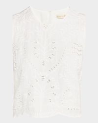 Davis Eyelet Embroidered Crop Shell