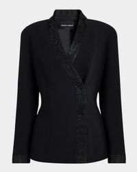 Strass Lapel Double-Breasted Asymmetric Jacket