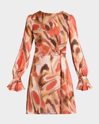 Dahlia Abstract-Print Chiffon Dress