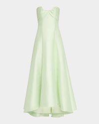 Strapless High-Low Pique Gown