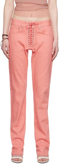 Ludovic de Saint Sernin Pink Lace-Up Jeans