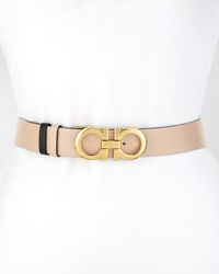 Gancini-Buckle Reversible Leather Belt