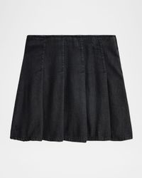 Girl's Pleated Cotton Denim Skirt, Size 2-6X