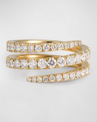 18K Yellow Gold Pinky Diamond Coil Ring, Size 3.5