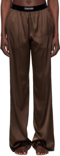 TOM FORD Brown Stretch Silk Satin Pyjama Pants