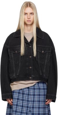 Acne Studios Blouson écourté noir en denim