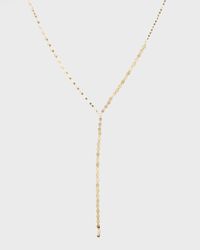 14K Gold Nude Lariat Disc Necklace