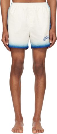 Casablanca Maillot de bain bleu et blanc à monogrammes en jacquard