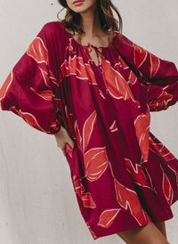 Grace Et Mila - Robe courte ample en coton imprimé - Taille M/L - Rose