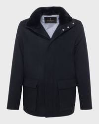 Men's Loro Piana Wool Jacket with Detachable Lamb Shearling Collar