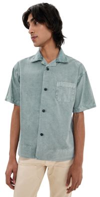 ASHER Cotton Poplin Camp Shirt Ocean S