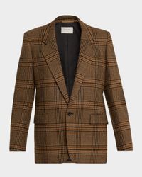 Oversized Check Single-Breasted Blazer Jacket