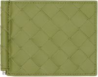 Bottega Veneta Green Intrecciato Bill Clip Wallet
