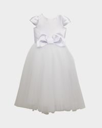 Girl's Elizabeth Satin Bow Tulle Dress, Size 2-12