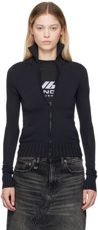 Balenciaga Pull noir à logo et à glissière