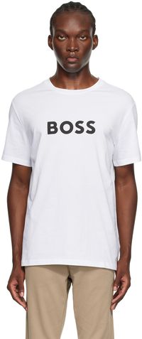 Boss T-shirt blanc à logo imprimé