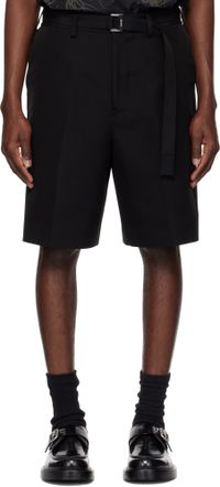 sacai Black Double-Faced Silk Cotton Shorts