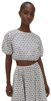 LE BOP Lillian Blouse Gunmetal Plaid M