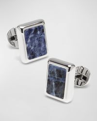 Men's Silver and Sodalite JFK Presidential Cufflink Stud Set