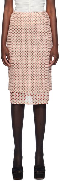 Miaou Jupe midi Maria rouge et blanc