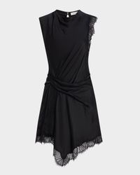 Dion Draped Lace-Trim Satin Mini Dress
