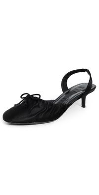 STAUD Alba Ballet Slingback Heels Black Satin 38