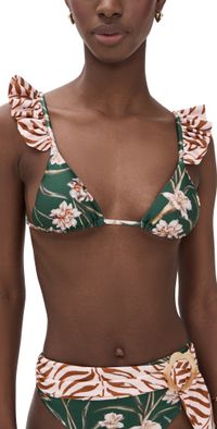 PatBO Botanic Retro Bikini Top Dark Green XS