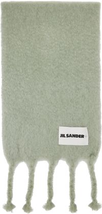 Jil Sander Green Plain Scarf