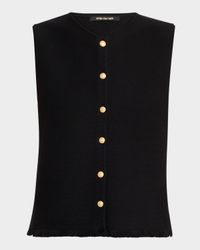 Tobias Sleeveless Fringed Button-Down Sweater