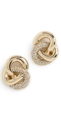 BaubleBar Knotted Stud Earrings Clear/Gold One Size