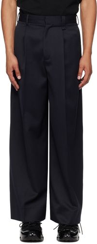 Simone Rocha Navy Pleated Wide Leg Trousers