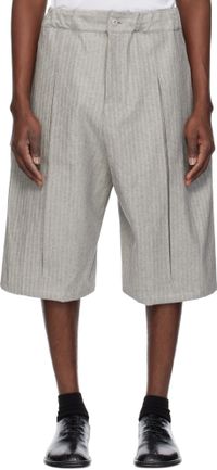 SAGE NATION Gray Box Pleat Denim Shorts