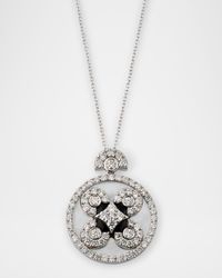 Baia Sommersa Necklace in 18K White Gold with White Diamonds, Onyx and Mother Of Pearl