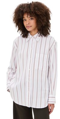 Vince Stripe Oversized Shirt Off White/Lilac S