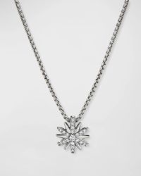 Petite Starburst Diamond Pave Pendant Necklace in Silver with Diamonds