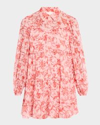 Kennedy Paisley Long-Sleeve Mini Dress