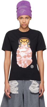 BAPE Black 1st Camo Milo On Ape Head T-Shirt