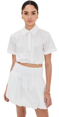 SIMKHAI Nicky Short Sleeve Cropped Top White XL