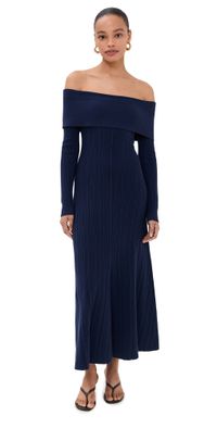 LE BOP Off Shoulder Midi Dress Cherry XL