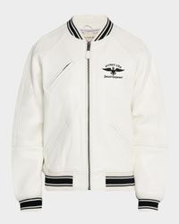 Men's Stadium Embroidered Leather Varsity Jacket