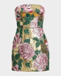 Scottie Floral-Embroidered Sequin Mini Dress