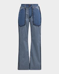 x MFVLA1 Men's Striped Inside-Out Jeans
