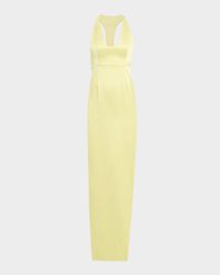 Constance Racerback Satin Halter Gown