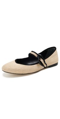 Larroudé Verona Ballet Flats Beige/Black 8.5